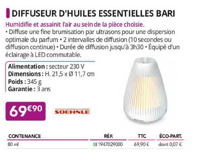 diffuseur d'huiles essentielles bari soehnle