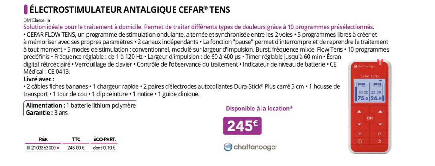 électrostimulateur antalgique cefar tens