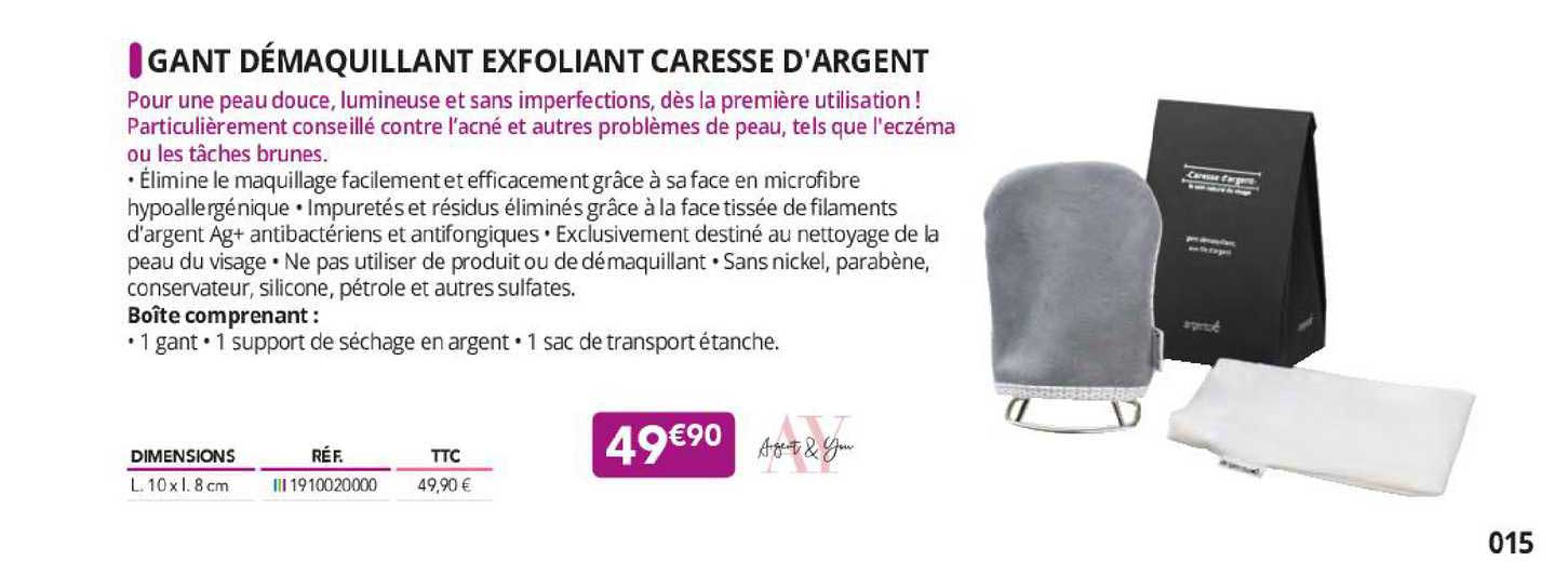 gant démaquillant exfoliant caresse d'argent