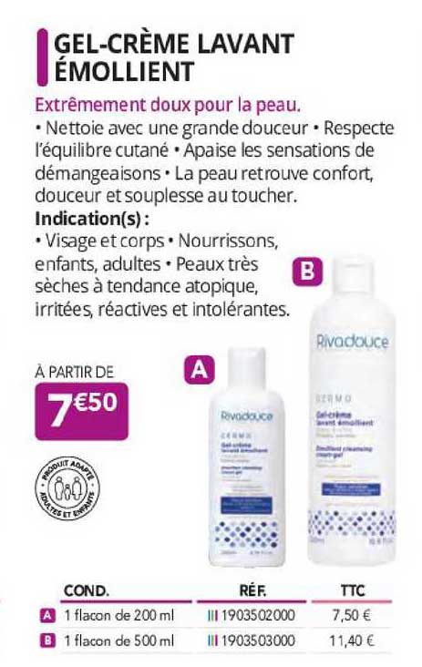 gel-crème lavant émollient rivadouce