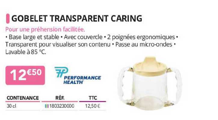 gobelet transparent caring performance health