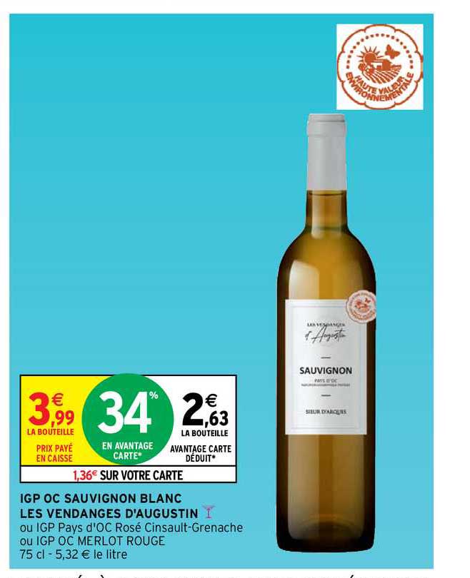 igp oc sauvignon blanc les vendanges d'augustin