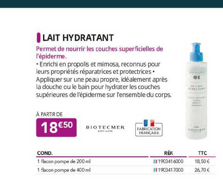 lait hydratant biotecmer