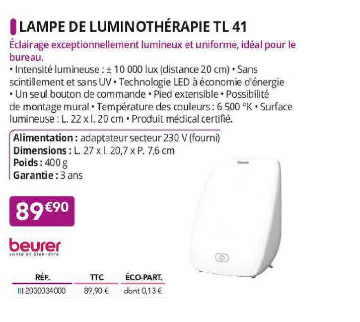 lampe de luminothérapie tl 41 beurer