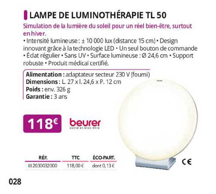 lampe de luminothérapie tl 50 beurer