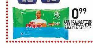 les 60 lingettes désinfectantes multi-usages mr propre