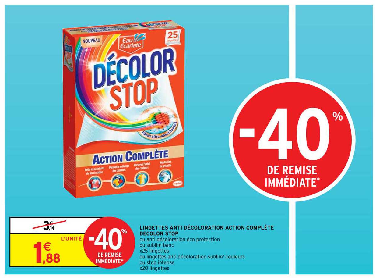 lingettes anti décoloration action complète décolor stop