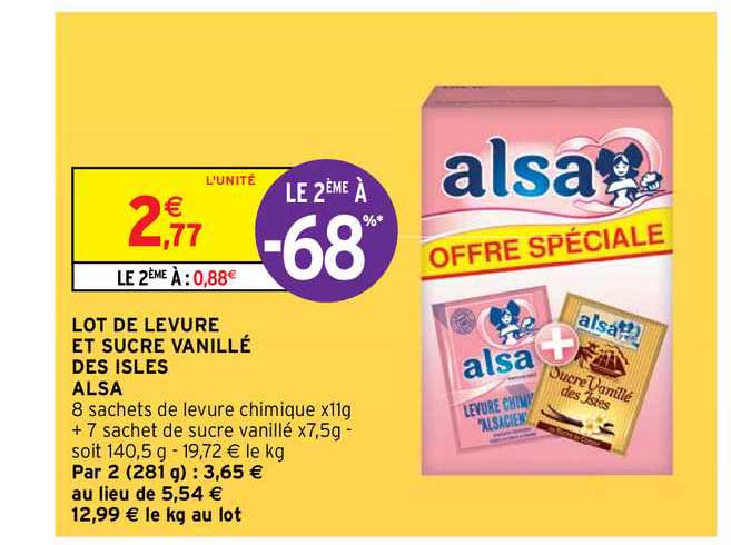 lot de levure et sucre vanillé des isles alsa