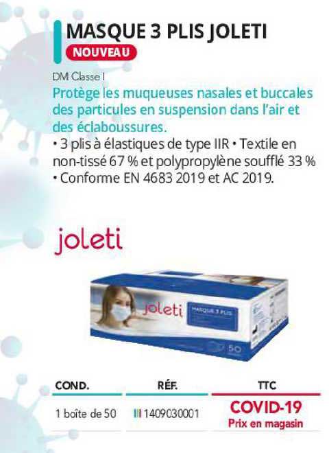 masque 3 plis joleti
