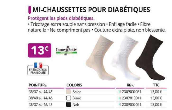 mi-chaussettes pour diabétiques innov'activ