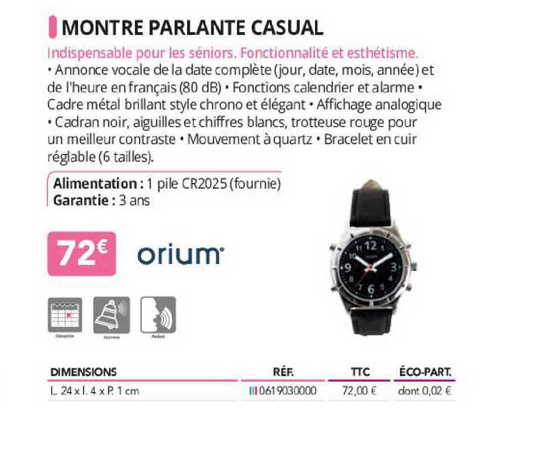 montre parlante casual orium