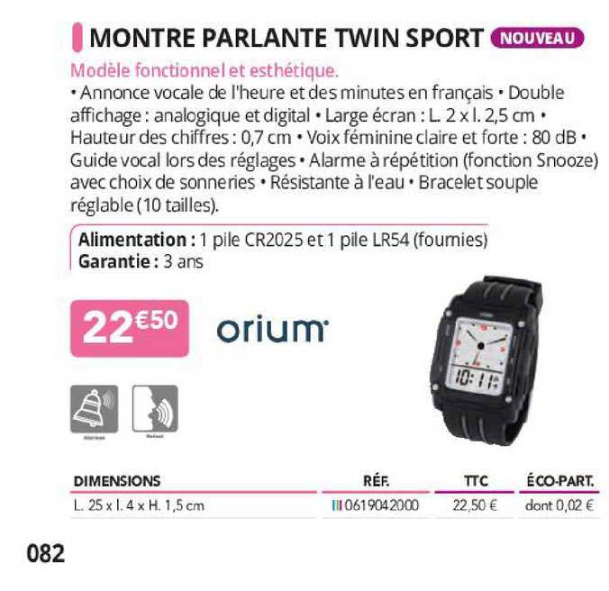 Montre Parlante Twin Sport Orium