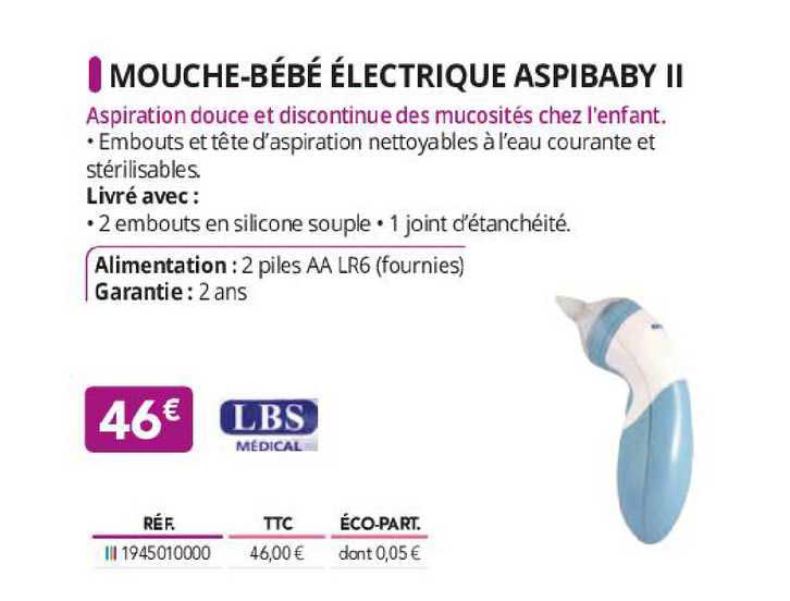 mouche-bébé électrique aspibaby II lbs médical