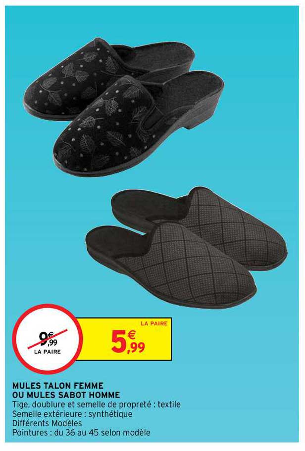 mules talon femme ou mules sabot homme