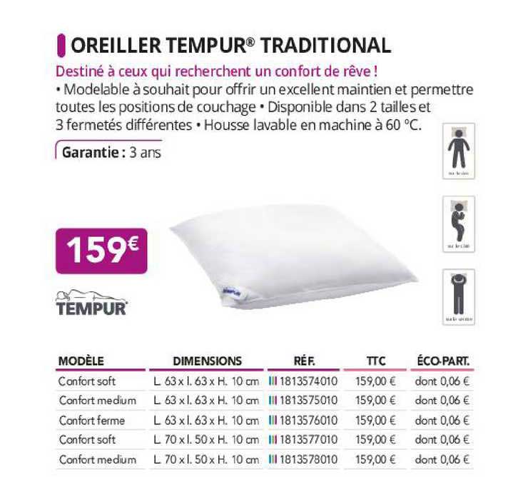oreiller tempur traditional