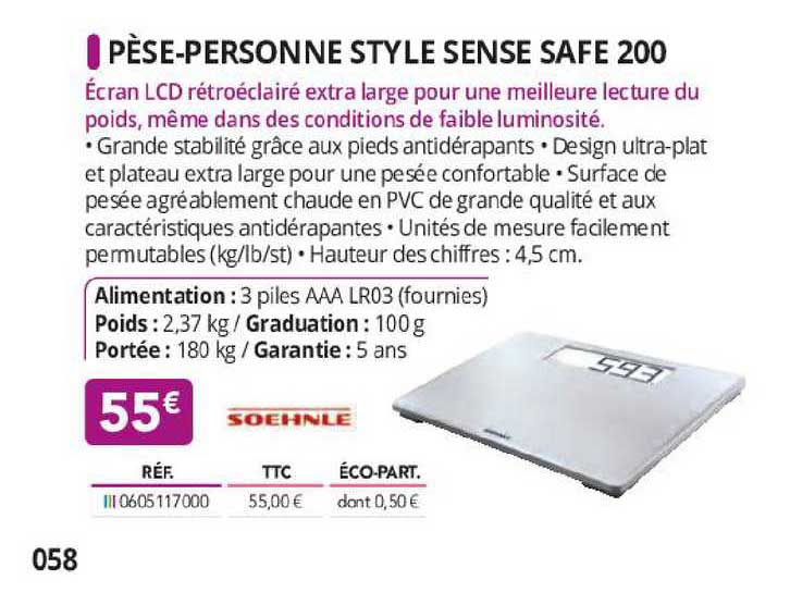 pèse-personne style sense safe 200 soehnle