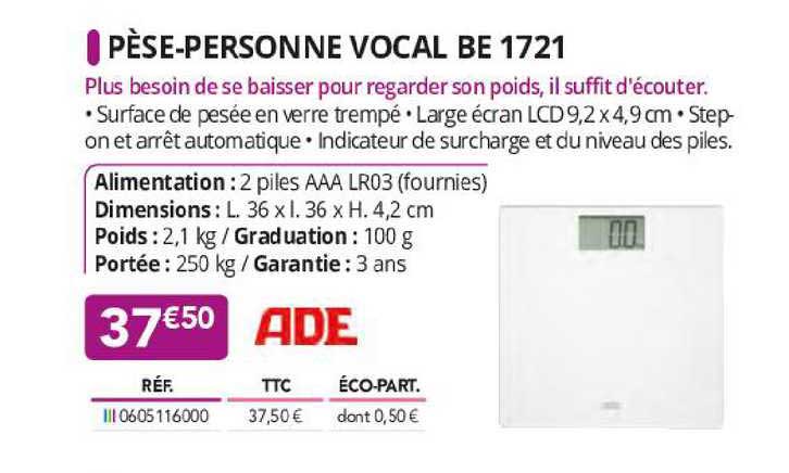 pèse-personne vocal be 1721 ade