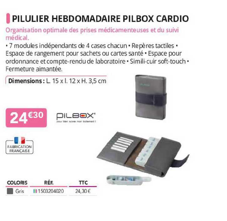 pilulier hebdomadaire pilbox cardio