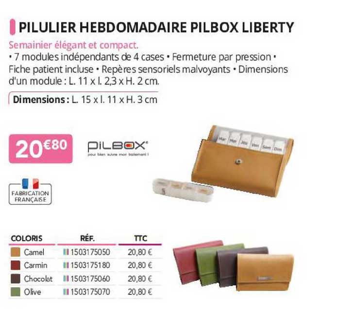 pilulier hebdomadaire pilbox liberty