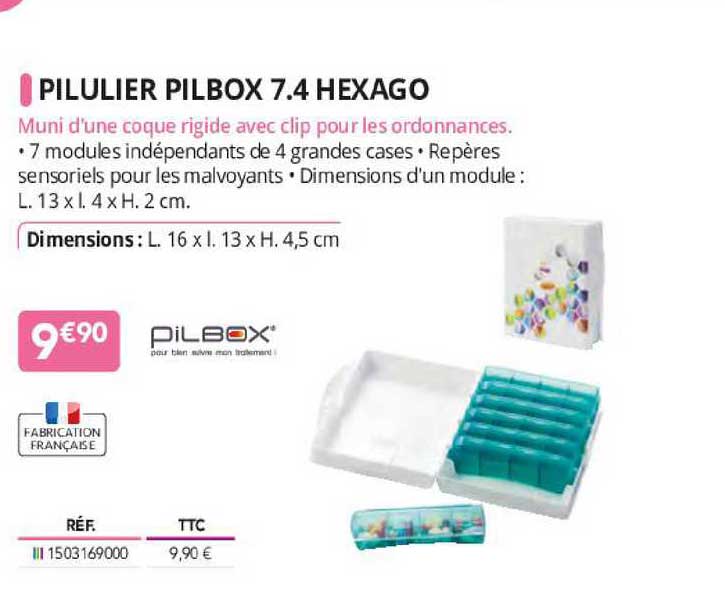 pilulier pilbox 7.4 hexago