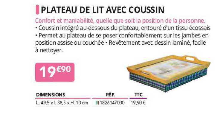 Plateau De Lit Avec Coussin
