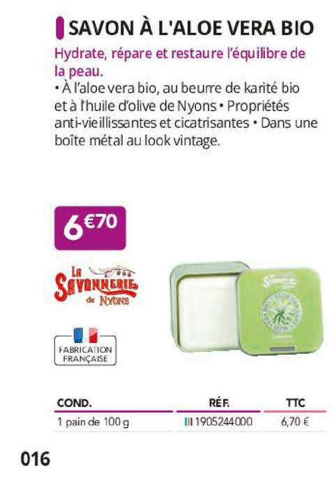 savon à l'aloé véra bio