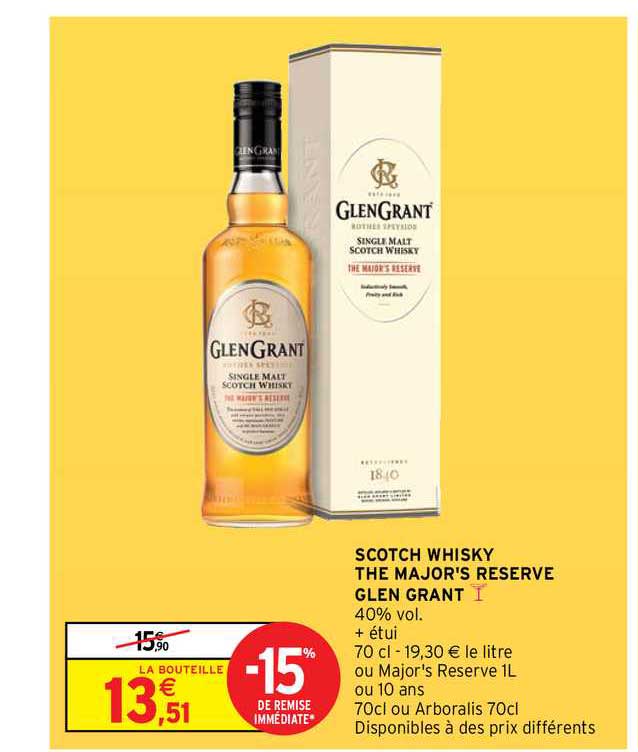 scotch whisky the major's reserve glen grand