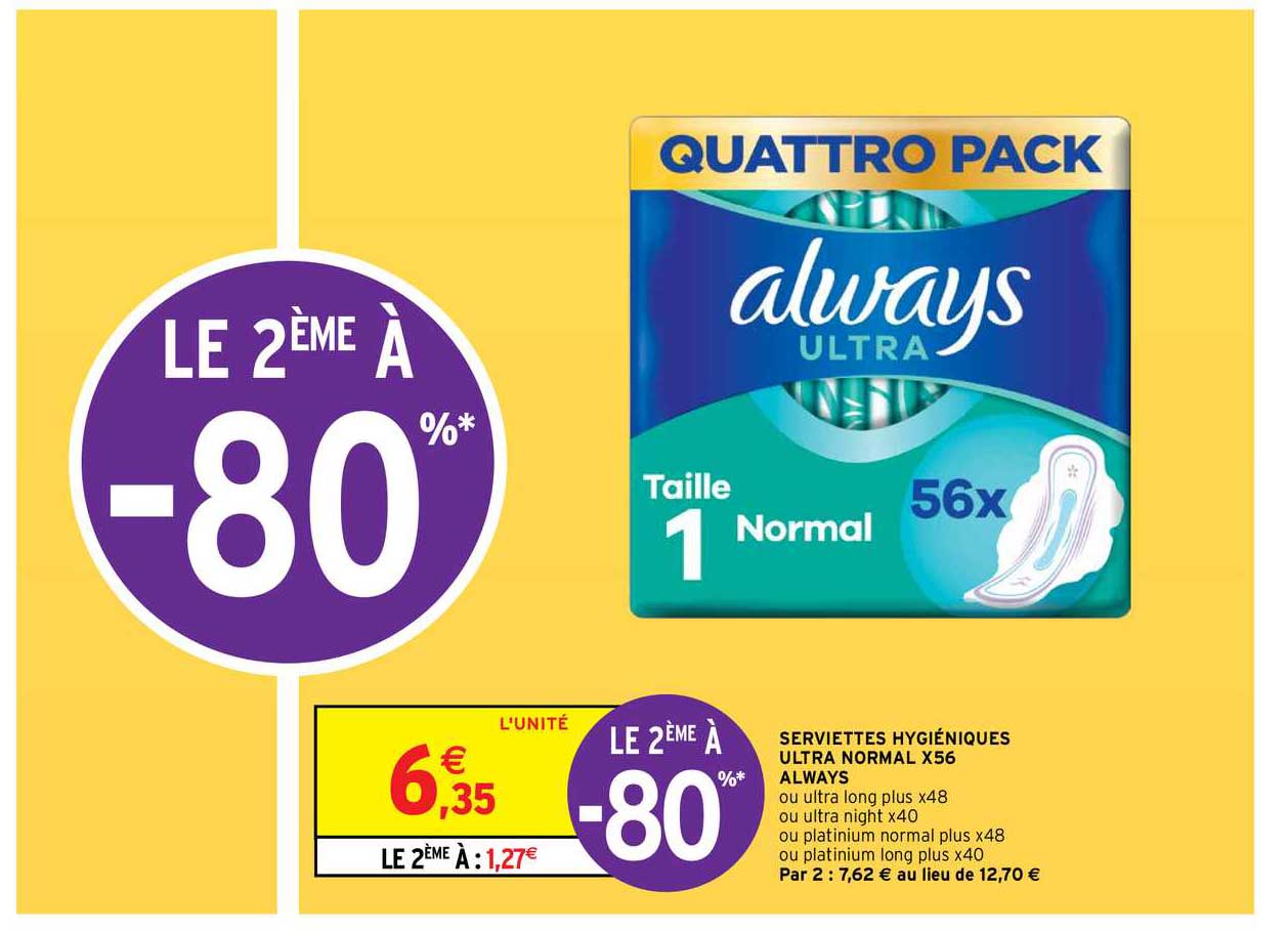 serviettes hygiéniques ultra normal x56 always