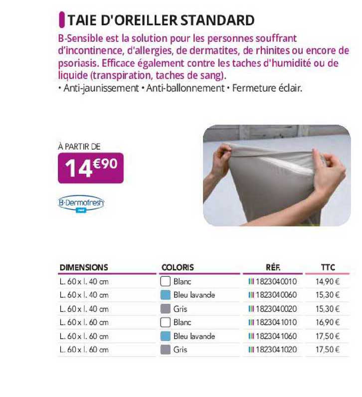 taie d'oreiller standard b-dermofresh