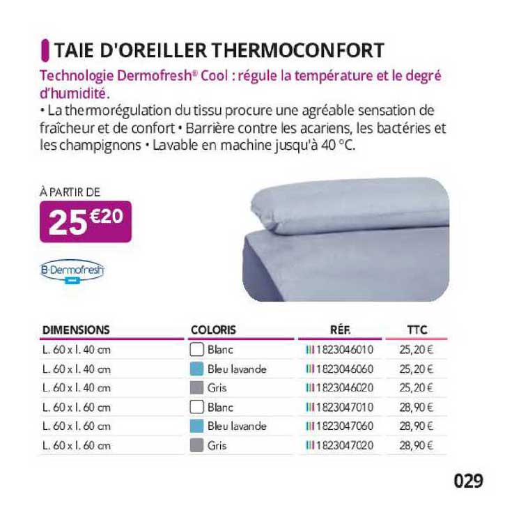 taie d'oreiller thermoconfort b-dermofresh