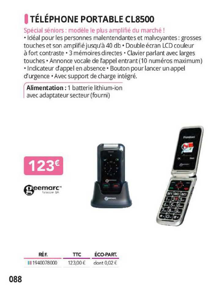 téléphone portable cl8500 geemarc