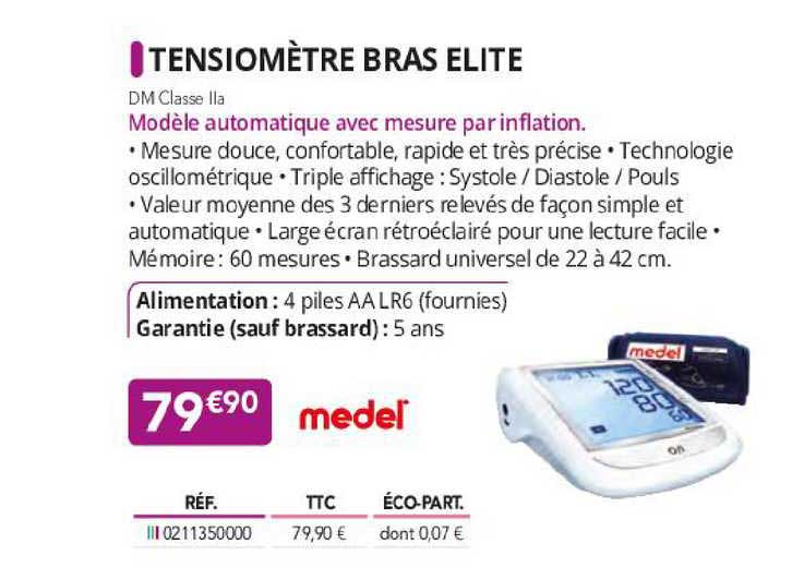 tensiomètre bras elite medel