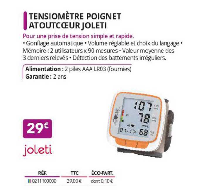 tensiomètre poignet atout cœur joleti