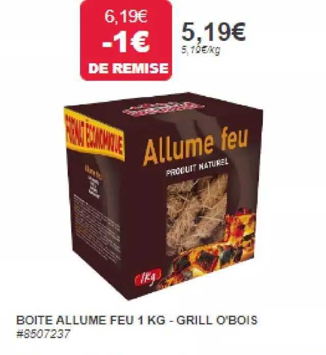 boîte allume feu 1 kg - grill o'bois