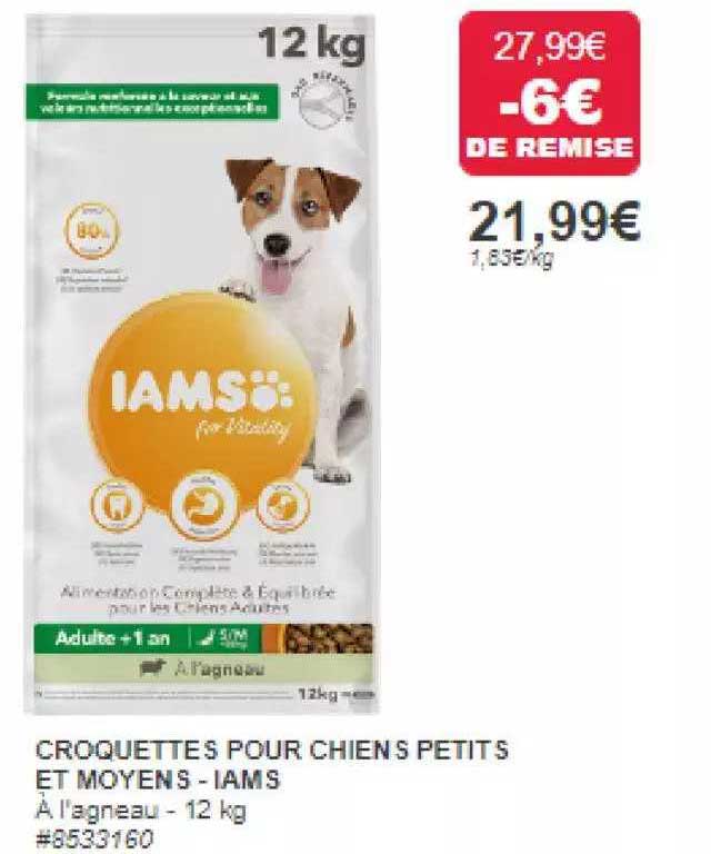 croquettes pour chiens petites et moyens - iams