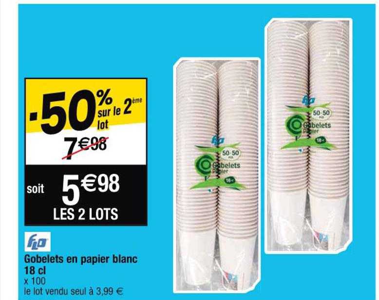 Gobelets En Papier Blanc 18 Cl Flo