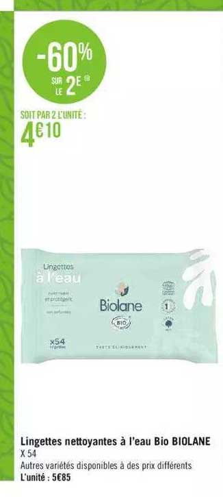 lingettes nettoyantes à l'eau bio biolane