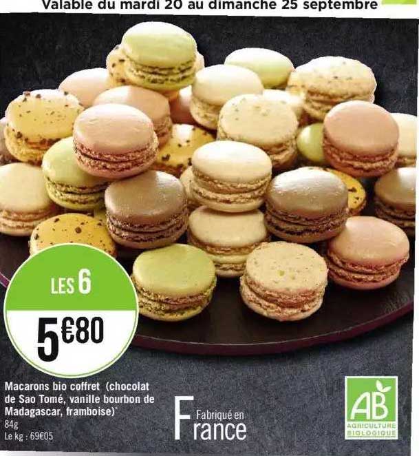 macarons bio coffret (chocolat de sao tomé, vanille bourbon de madagascar, framboise)