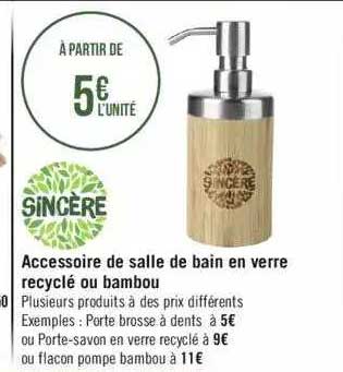 Accessoire De Salle De Bain En Verre Recyclé Ou Bambou Sincère