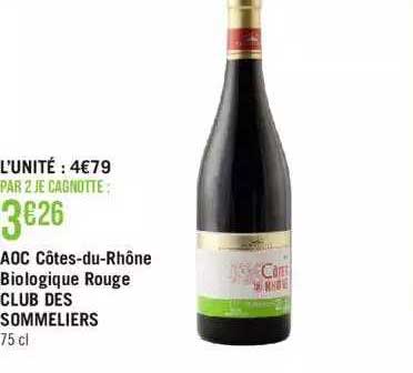 aoc côtes-du-rhône biologique rouge club des sommeliers