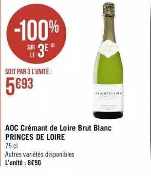 aoc crémant de loire brut blanc princes de loire