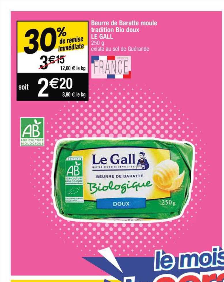 Beurre De Baratte Moule Tradition Bio Doux Le Gall