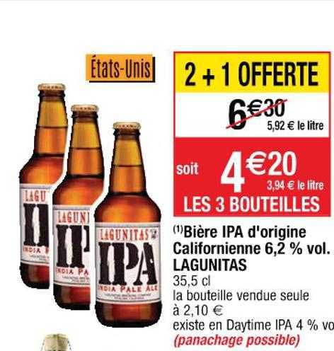 bière ipa d'origine californienne 6,2% vol. lagunitas
