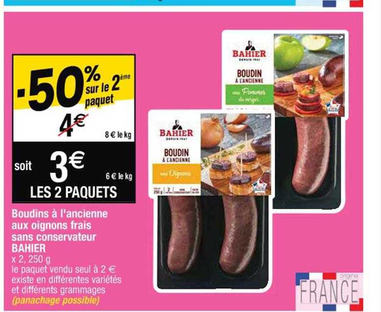 boudins à l'ancienne aux oignons frais sans conservateur bahier