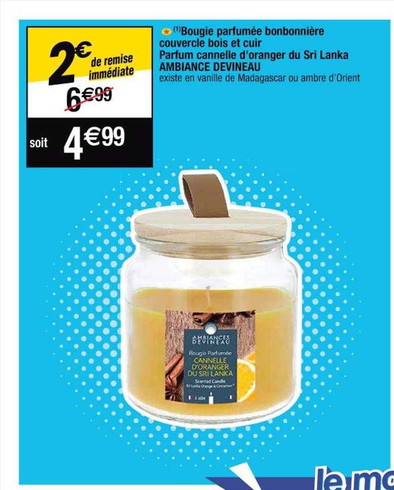 bougie parfumée bonbonnière courvercle bois et cuit parfum cannelle d'oranger du sri lanka ambiance devineau