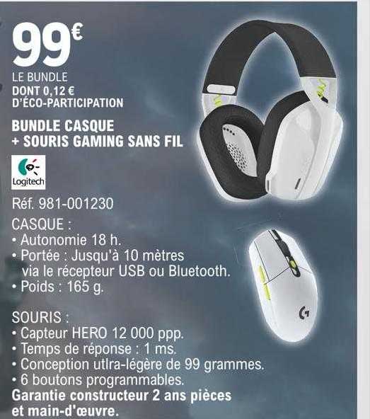 bundle casque + souris gaming sans fil logitech