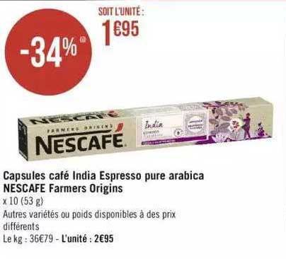 capsules café india espresso pure arabica nescafé farmers origins