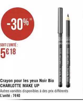 crayon pour les yeux noir bio charlotte make up
