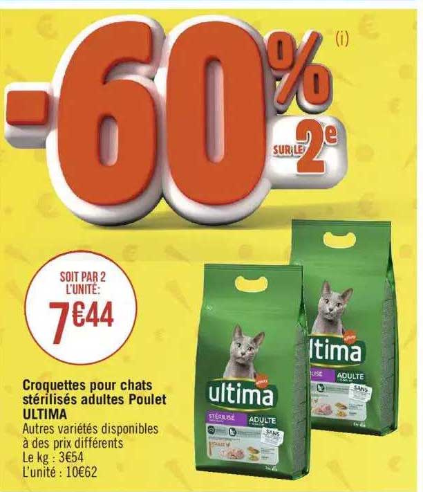 Croquettes Pour Chats Stérilisés Adultes Poulet Ultima