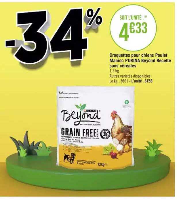 croquettes pour chiens poulet manioc purina beyond recette sans céréales